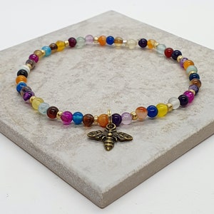 Crystal Anklet. Gemstone Anklet. Agate Anklet. Stretch Anklet. Colourful Anklet. Beaded Anklet. Healing Crystals. Handmade Anklet