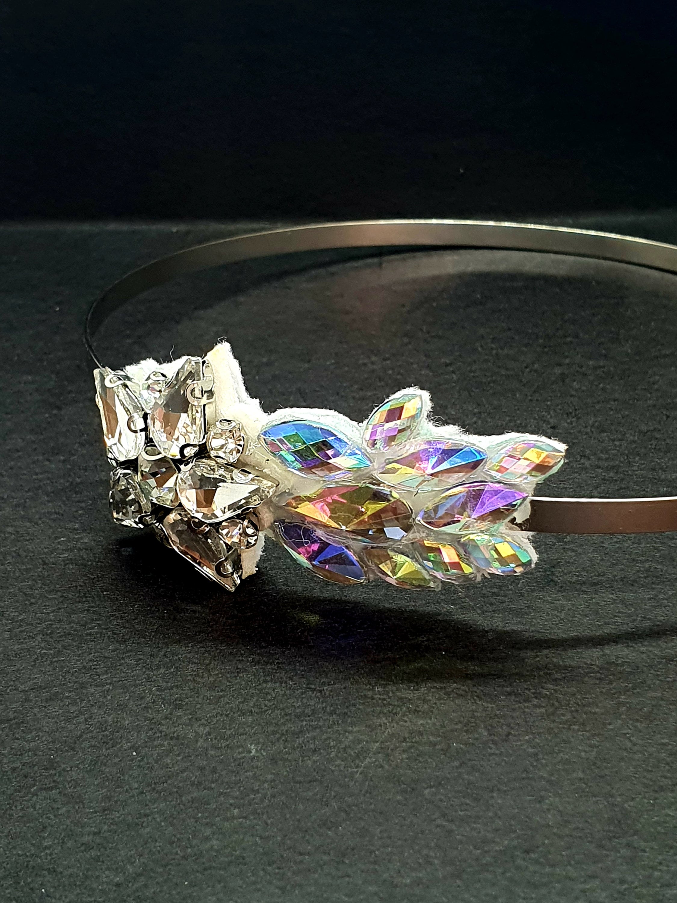 Handmade Crystal Bridal Headband: Silver Rhinestone Jeweled 