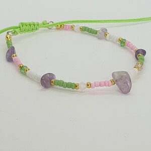 Crystal bead anklet. Beaded Anklet. Colourful Anklet. Gemstone Anklet. Adjustable Anklet