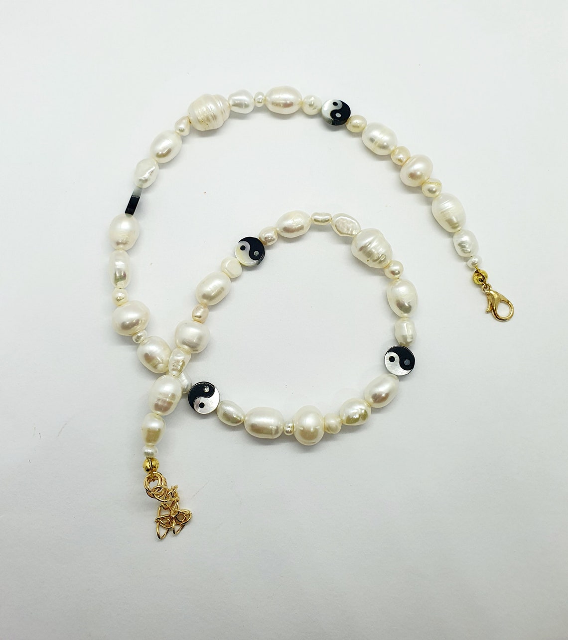 Yin Yang Necklace Yin Yang Pearls Pearls and Yin Yang Beads Etsy