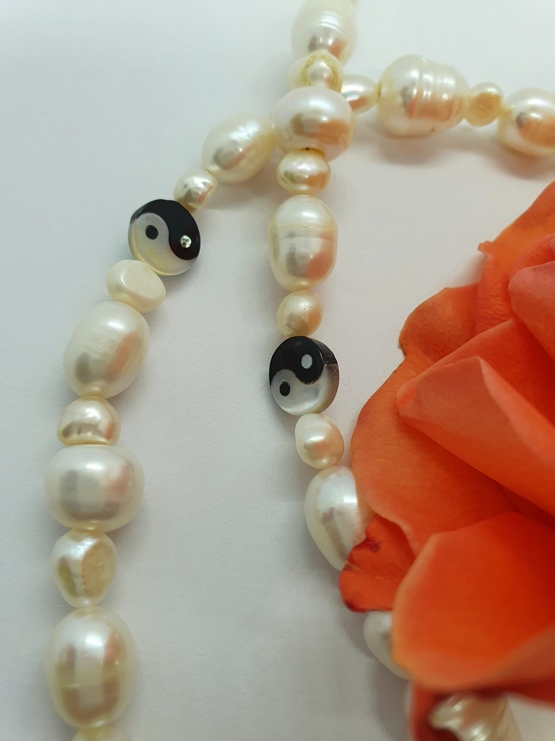 Yin Yang Necklace Yin Yang Pearls Pearls and Yin Yang Beads Etsy