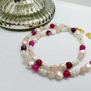 Gemstone Necklace. Mixed Gemstone Necklace. Gemstone beaded necklace. Healing crystal necklace. Pearls Choker. Gemstone beads