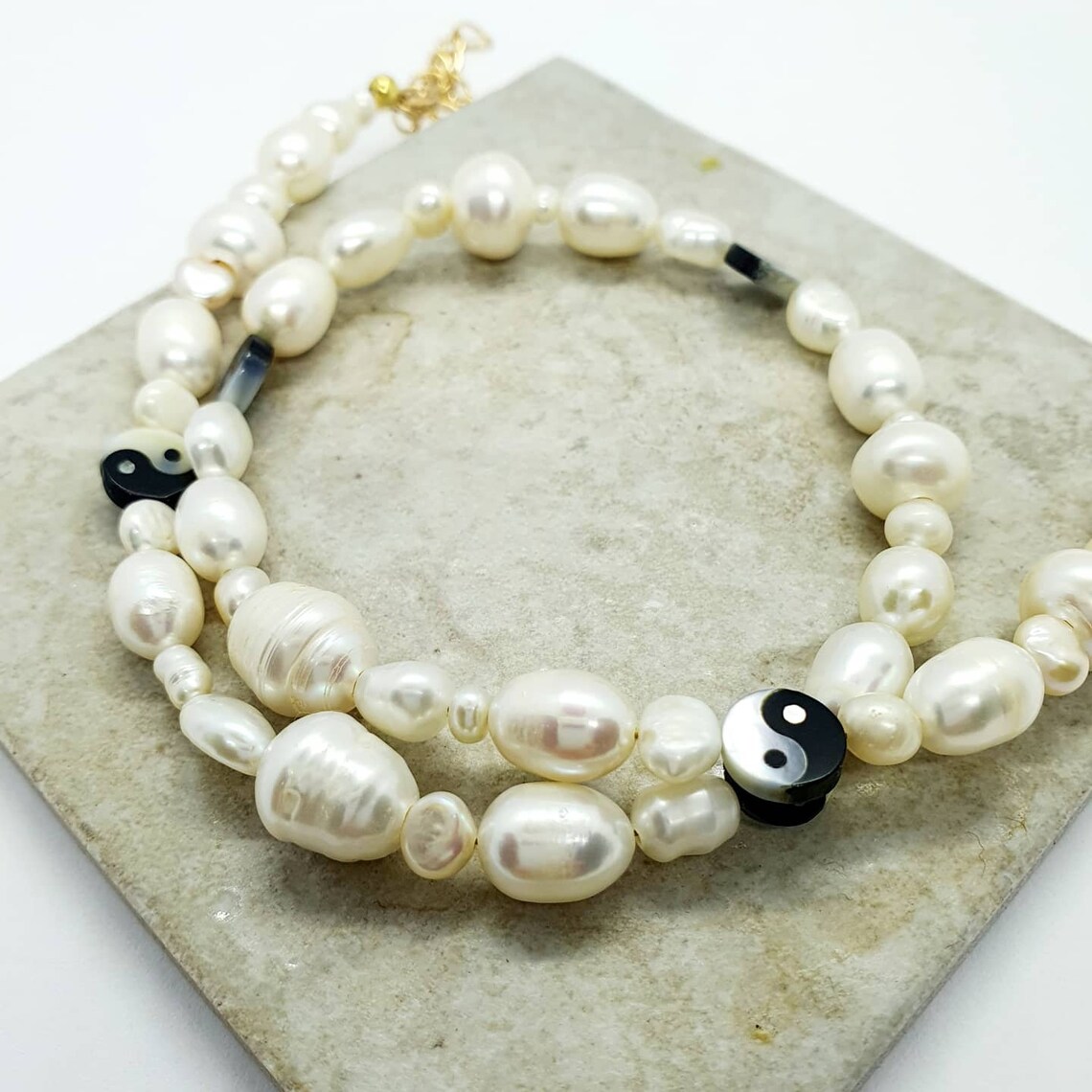 Yin Yang Necklace Yin Yang Pearls Pearls and Yin Yang Beads Etsy