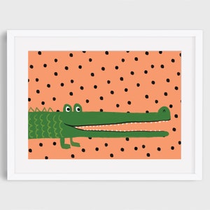 Crocodile Art Print, Personalised Crocodile print, Jungle Print, Name Print, Kids room print, Boys room print, Nursery Print