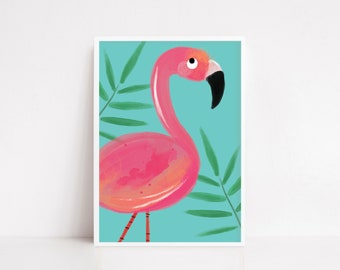 Tropical Flamingo Art Print: Kids Room Decor