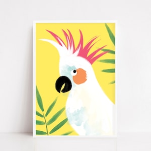 Parrot Art Print, Cockatoo Print, Tropical bird print, bird print for kids room