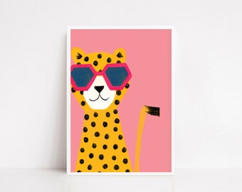 Fun Cheetah Art Print: Kids Jungle Room Decor