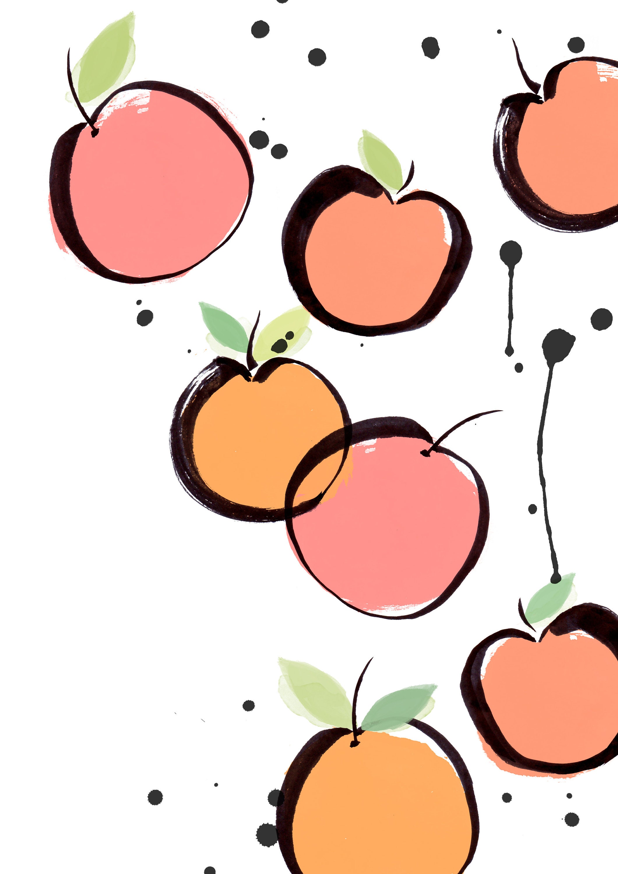 Peach Art Print Peaches Pattern Print Fruit Art Print Etsy