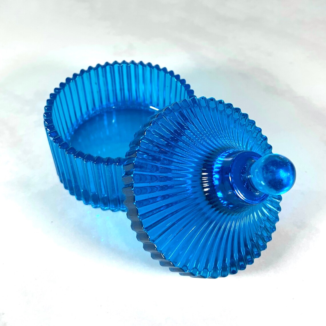 Blue Resin Jar Pointy Lid Decorative Jar Storage Container Etsy