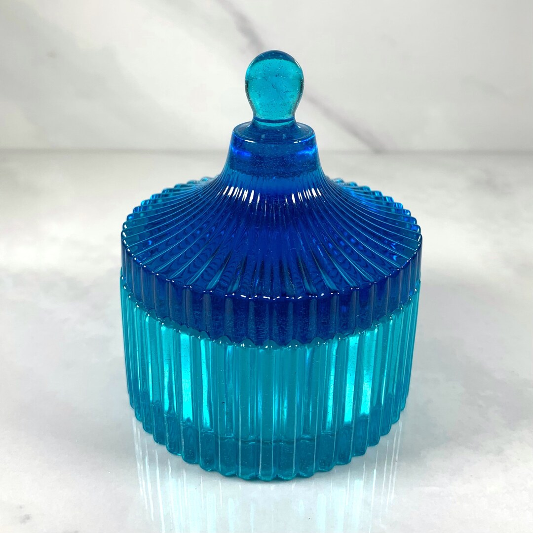 Blue Resin Jar Pointy Lid Decorative Jar Storage Container Etsy