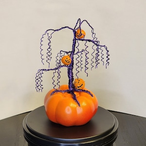 Halloween Wire Tree Sculpture, Willow, Pumpkin #2