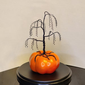 Halloween Wire Tree Sculpture, Willow, Pumpkin #8