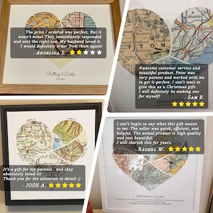 Custom Map Print! Art Anniversary Gift for Him. personalized customized wedding engagement valentines her wife heart love present labels image 6