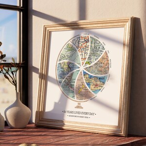 Mid Century Globe Map Personalized Gifts For Him Custom Canvas Printing Wall Art Collage World Travel Map Terra Carta™ Map Print image 2