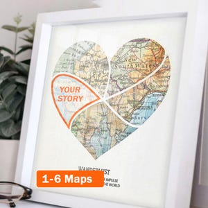 Personalisierte Kartenkunst! Individuelles Geschenk für Mama oder Papa. Dekor individuelle Druck Einweihungsparty Weihnachten Geburtstag Frau Herz Collage Geschichte individuell