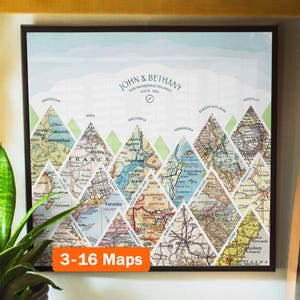 Aangepaste kaartafdruk! Kunstverjaardagscadeau voor hem. gepersonaliseerd aangepaste bruiloft verloving valentijnsdag haar vrouw top mountain basic