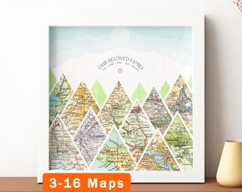 Personalized Map Art! Custom Gift for Mom or Dad. Decor customized print housewarming christmas birthday wife summit mountain 2026Q3