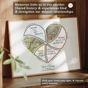 Custom Map Print! Art Anniversary Gift for Him. personalized customized wedding engagement valentines her wife heart love present labels image 3