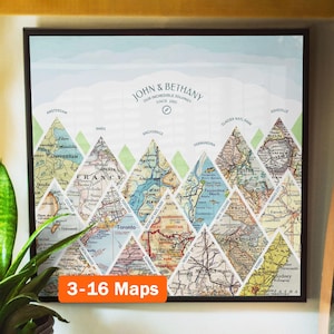 Personalisierte Karte Kunst 50. Geburtstag Geschenkidee für Freunde Bruder Schwester, unvergessliches Weihnachtsgeschenk, Gipfel Individuell gerahmte Leinwand