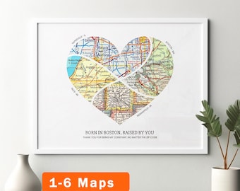 Custom Map Print! Art Anniversary Gift for Him. personalized customized wedding engagement valentines her wife heart love present 2026Q1b