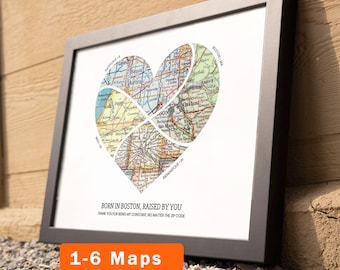 Custom Map Print! Personalized Gift for Mom or Dad. art decor customized housewarming christmas birthday wife multiple heart 2026Q2