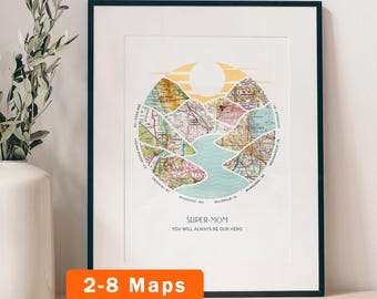 Personalized Map Art! Custom Gift for Mom or Dad. Decor customized print housewarming christmas birthday wife journey circle 2026Q3
