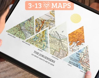 Personalized Anniversary Gifts for Couples - Mountain Wall Art - City Map Print - Wall Collage - Vintage Decor - Customized Milestones Map™