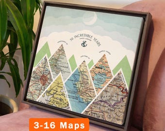 Custom Map Print! Personalized Gift for Mom or Dad. art decor customized housewarming christmas birthday wife mountain summit  2026Q2