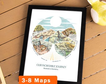 Custom Map Print! Personalized Gift for Mom or Dad. art decor customized housewarming christmas birthday wife mountain wanderlust 2026Q2