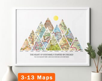 Personalized Map Art! Custom Gift for Mom or Dad. Decor customized print housewarming christmas birthday wife milestones mountain 2026Q2b
