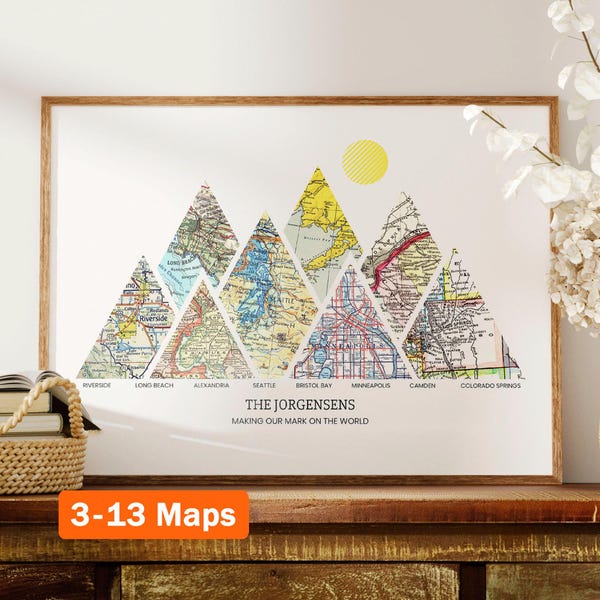 Personalized 10 Year Anniversary Gift for Him or Her Milestones Tin Anniversary Gift for Husband, 10th Anniversary Gift, Travel Artwork
