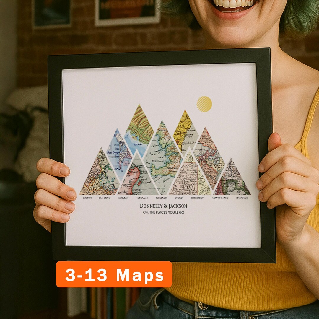 Custom Map Print Art Anniversary Gift For Him Customized Il Mh1j 