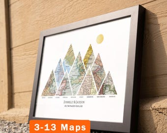 Custom Map Print! Art Anniversary Gift for Him. personalized customized wedding engagement valentines her wife milestones mountain 2026Q2