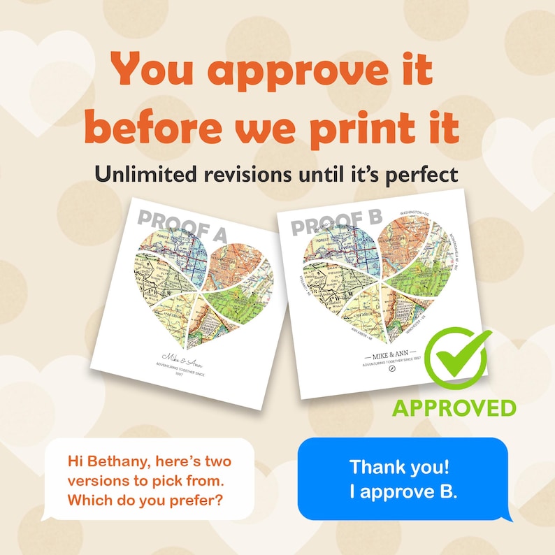 Custom Map Print! Art Anniversary Gift for Him. personalized customized wedding engagement valentines her wife heart love present labels image 4