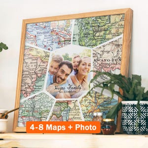 Personalisiertes Foto für Jubiläumsgeschenk. 3., 4-8 Orten personalisierte Reise Bewunderung Map Print Idee Mann Freund oder Eltern Paar