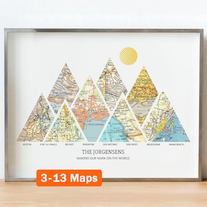 Impression de carte personnalisée ! Cadeau personnalisé pour maman ou papa. Décoration artistique personnalisée pendaison de crémaillère Noël anniversaire femme montagne jalons basic2