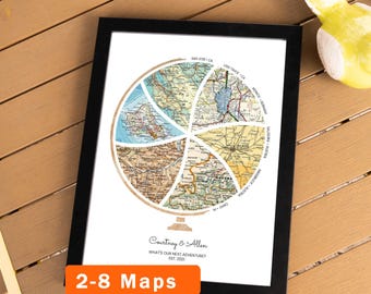 Personalized Map Art! Custom Gift for Mom or Dad. Decor customized print housewarming christmas birthday wife terra carta globe 2026Q2