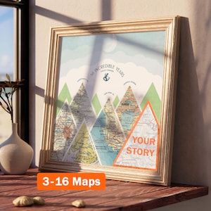 Personalisierte Landkarte! Personalisiertes Geschenk für Mama oder Papa. Kunst Einweihungsparty Geburtstagshochzeit Weihnachten Weihnachten Frau Dekor einzigartig Berg Overlay2
