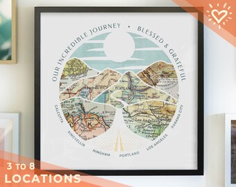Customizable Wanderlust Roadtrip™ Map: travel gift for explorers. Perfect home decor  for boho, farmhouse, or mid century modern styles