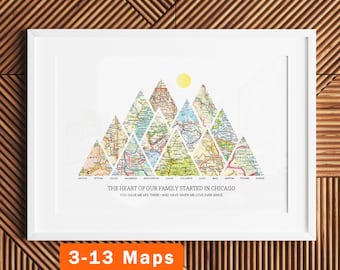 Custom Map Print! Personalized Gift for Mom or Dad. art decor customized housewarming christmas birthday wife mountain milestones 2026Q3
