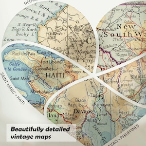 Custom Map Print! Art Anniversary Gift for Him. personalized customized wedding engagement valentines her wife heart love present labels image 2