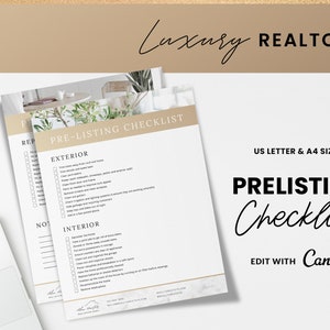 Real Estate Agent Pre-listing Checklist | Gold Luxury Realtor Template, Realtor Logo, Real Estate Agent , Pre-listing Presentation, Canva