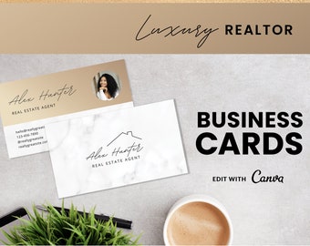 Real Estate Agent Business Card | Realtor Business Card, Gold Luxury Realtor Template, Realtor Logo, Real Estate Agent , Marketing, Canva