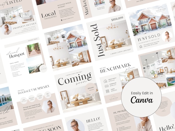 Real Estate Social Media Templates  | Realtor Marketing, Instagram Templates, Realtor Branding, Realtor Templates, Real Estate Post