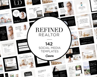 Real Estate Agent Instagram Templates | Realtor Instagram Posts, Black and White, Classy, Timeless, Modern, Editable Branding, Realtor Logo