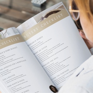 Real Estate Agent Home Buyers&#39; Checklist | Gold Luxury Realtor Template, Realtor Logo, Real Estate Agent , Marketing, Printout, Canva
