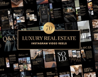 Luxury Real Estate Template Instagram Reels | Black and Gold, Realtor Branding, Instagram Templates, Editable, Canva, Real Estate Agent