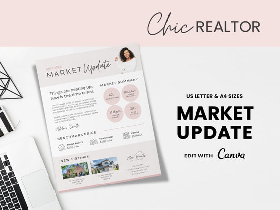 Chic Realtor Market Update Newsletter Template | Canva Editable