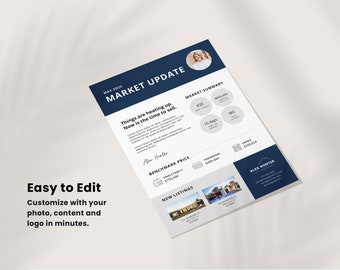 Real Estate Agent Market Update Newsletter Flyer | Classic Realtor Template, Realtor Logo, Real Estate Agent , Marketing, Canva