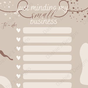 Just Minding My Small Business To-Do List PRINTABLE Download Minimal Chic Beige